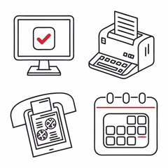 Business teamwork icons collection.technology,information,message,communication.editable vector