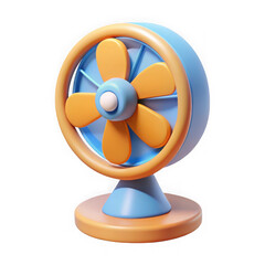 Cute cartoon desk fan 3d render isolated on transparent background
