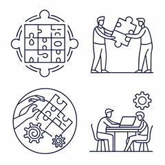 Icon set. Vector thin line illustrations for concepts related to people, business, success, teamwork, workplace, diversity and more.