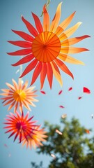 Dancing Suns: Whimsical Paper Creations in the Summer Breeze