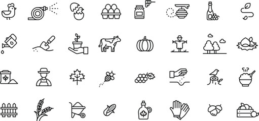 Icon collection of farming and agriculture