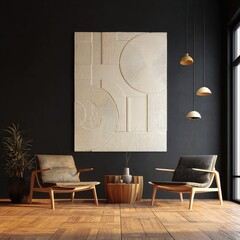 Modern living room with abstract art