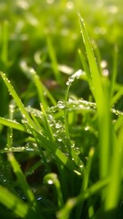 Morning Jewels: Dew-Kissed Blades at Dawn