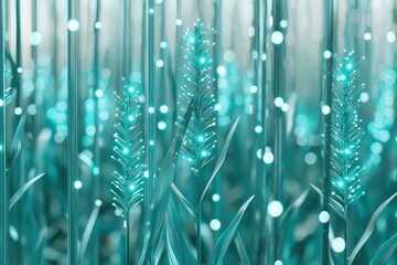 A serene magical field of luminescent grass glowing with ethereal lights