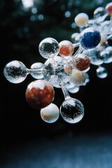 A vibrant molecular structure composed of colorful interconnected spheres