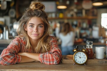 Friendly cafe worker offers discounts in morning hours