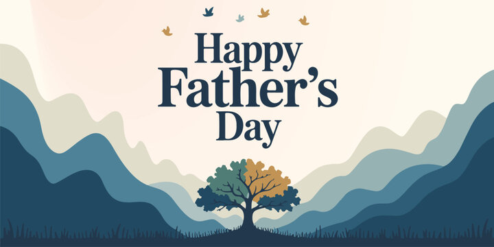 Happy father's day greeting card design featuring nature and abstract elements