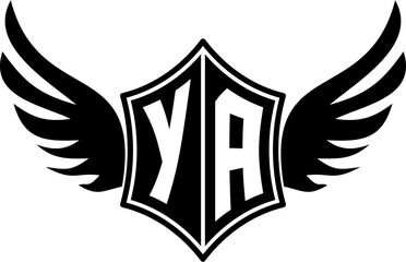 YA logo emblem with winged and shield template