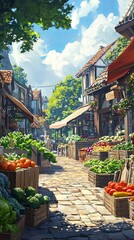 Farmer market with fresh vegetables.