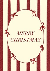 christmas card with red ribbon