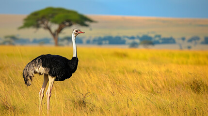 ostrich in the savannah