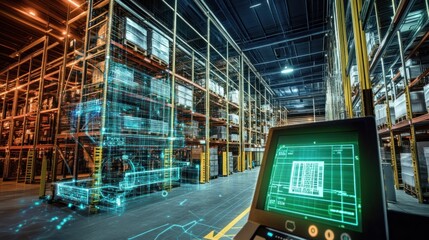 Automated warehouse with digital overlays