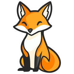 Obraz premium fox, animal, vector, transparent background, creature, cute, mammal, icon, nature, wildlife, wild, isolated