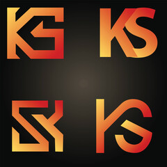 KS Monogram Logo Designs in Gradient Orange