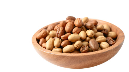 Obraz premium Wooden bowl with mixed nuts,Isolated on a transparent background.
