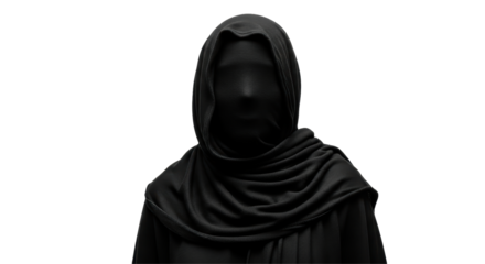 Isolated Eerie Figure in Black Hooded Robe No Face