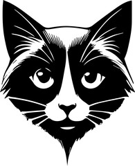 SVG file cat head black and white vector for printing, cutting