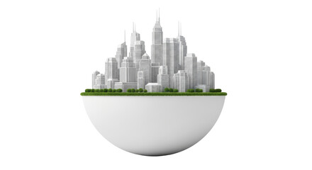 Isolated Cityscape on Spherical Landmass Abstract Concept