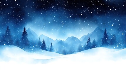 Naklejka premium Winter Wonderland: Snowy Mountain Landscape with Pine Trees