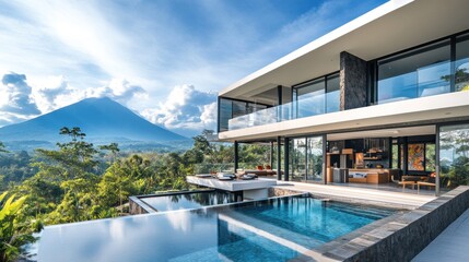 Fototapeta premium Luxurious modern villa with mountain views and infinity pool