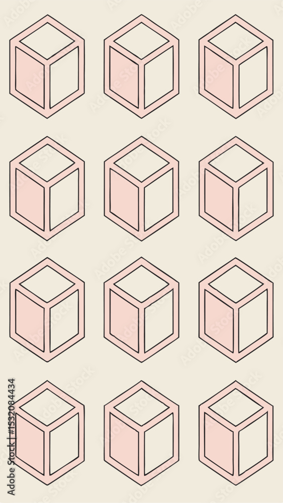 Poster vector illustration of geometric cubes in a repeating pattern design for creative projects