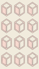 Vector illustration of geometric cubes in a repeating pattern design for creative projects