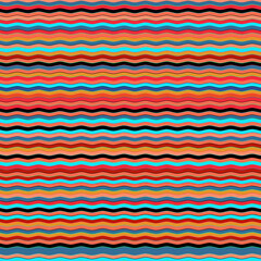 Simple abstract geometric wavy pattern Thin zigzag horizontal stripes, lines Bright multicolor modern design