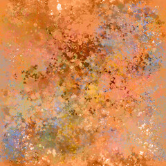 Abstract blurred painted seamless pattern Small bright multicolored transparent brushstrokes Orange, yellow, red, brown, rusty tones Grunge effect Grainy multicolor background