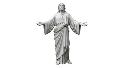 Isolated Statue of Jesus Christ with Open Arms