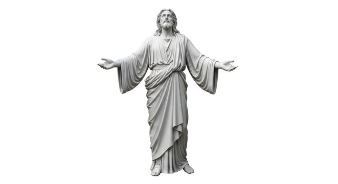 Isolated Statue of Jesus Christ with Open Arms