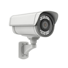 White security cctv camera isolated on transparent background