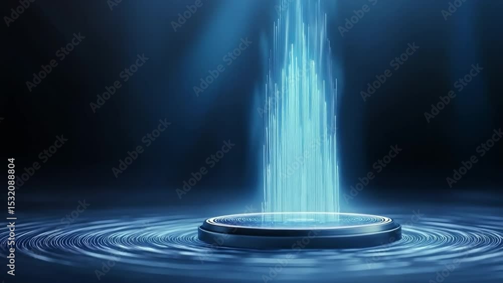Poster energy flow: a captivating visualization of energy manifesting from a platform. beams of vibrant lig