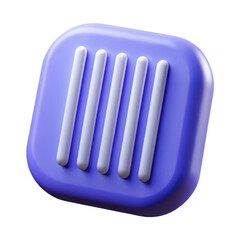 3d purple square with white stripes isolated on white background