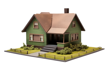 Detailed Model of a Derelict Victorian House on transparent background png