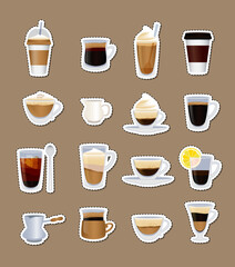 Cartoon hand-drawn coffee drink vector illustration poster