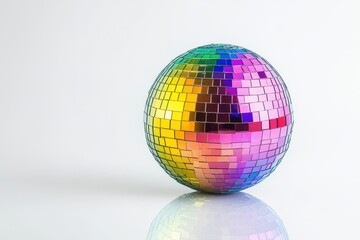 Isolated rainbow disco ball on white background