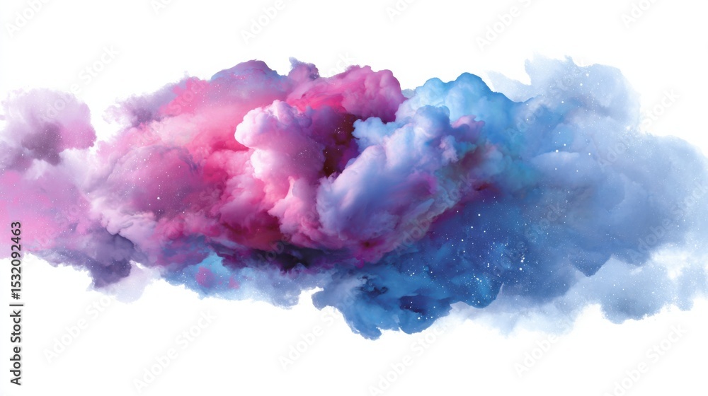 Poster vibrant color explosion: a mesmerizing display of a blend of pink and blue hues dances and swirls to