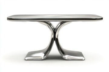 Chrome table with curved legs on white background