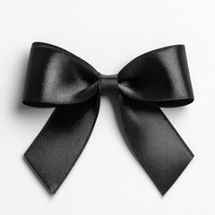 Elegant Black Satin Ribbon Bow Isolated on White Background Perfect for Gift Wrapping or Decoration