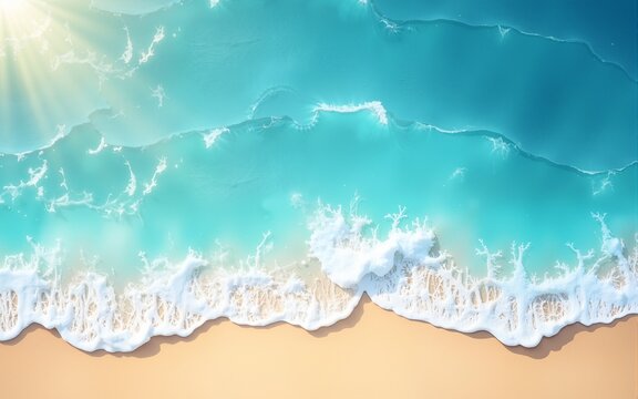 Summer sale banner vector illustration. top view of summer beach waves background. High quality