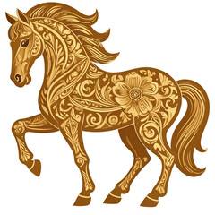 Running horse vector cartoon illustration of a cute farm animal