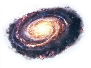 Isolated spiral galaxy on white background