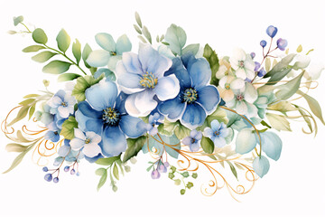 Watercolor Flowers Bouquets, illustration background