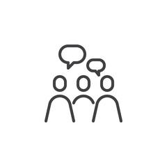 Group meeting conversation line icon