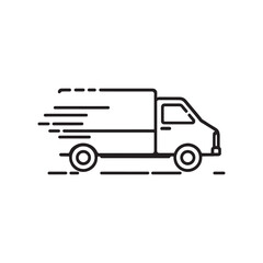 Delivery Van Line Art Vector Illustration Simple Design