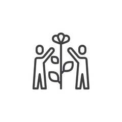 Nurturing team growth line icon