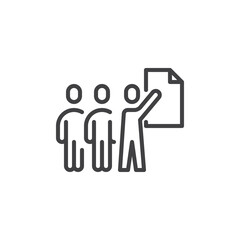 Team briefing board line icon