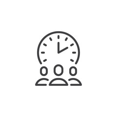 Time management clock line icon