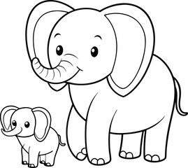 Fototapeta premium baby elephant and parent walking in the jungle
