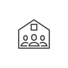 Remote teamwork house line icon
